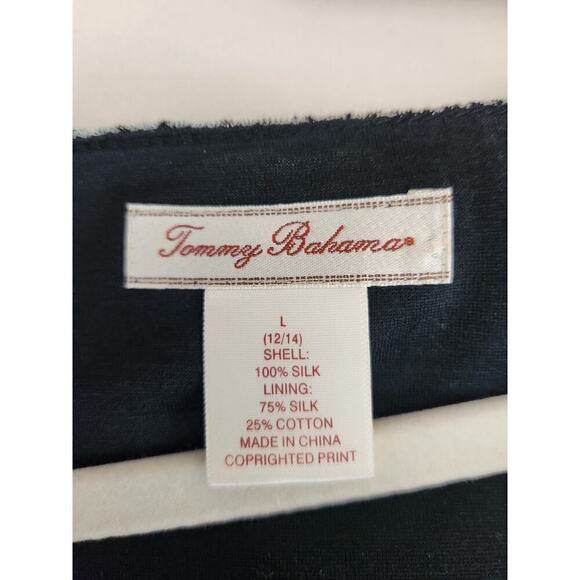 Tommy Bahama silk mesh blouse L lined sheer sleeves palm print Babydoll Y2k Boho - Picture 5 of 9